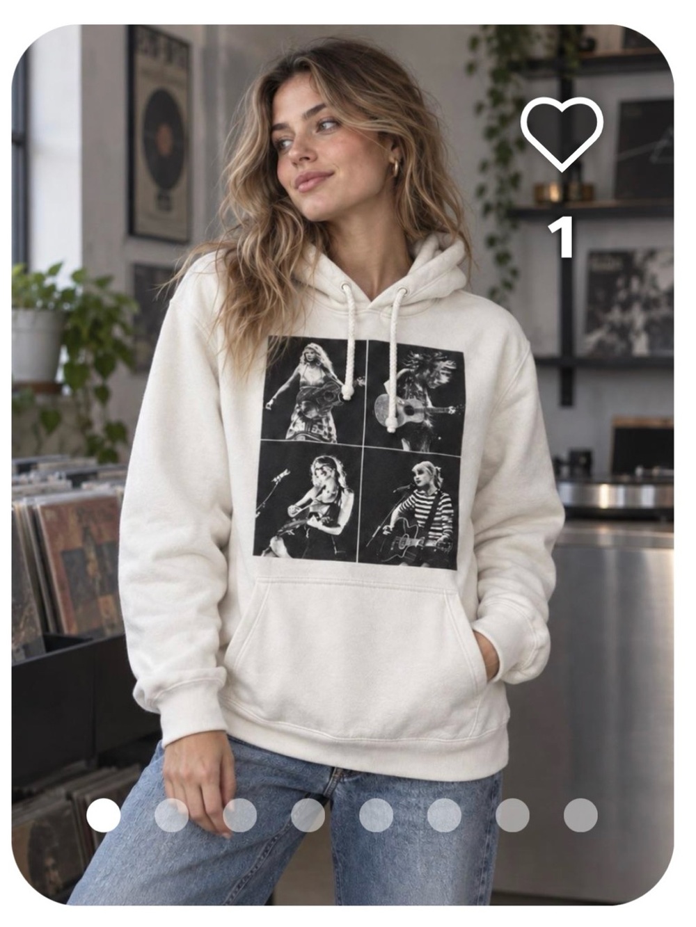 Taylor Swift The Eras Tour White Graphic Hoodie Sweatshirt size Medium